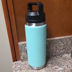 YETI Turquoise Stainless Steel Bottle with Black Lid